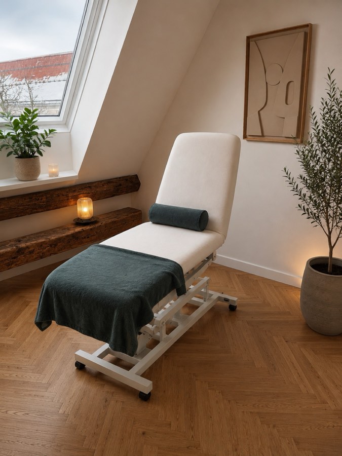 Behandlungsraum der Ordination Dr. Milla – ruhiger, heller Raum mit Behandlungsliege